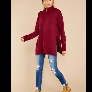 Burgundy Cowl Neck Sweater